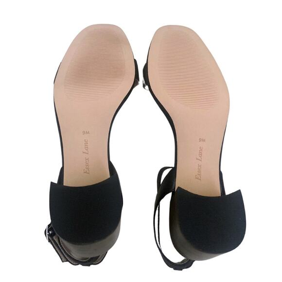 Essex Lane Black Leather Buckle Heels Strappy Ankle Tie Sandals Size 9 - Picture 9 of 12